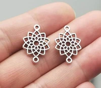 50pcslot 20x13mm flower chamantique silver plated flower connector charmsdiy suppliesjewelry accessories