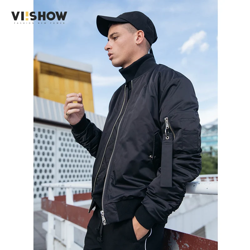 Бренд VIISHOW, зимние куртки-бомберы для мужчин, модные облегающие черные однотонные мужские пальто, летная куртка на молнии с кольцом, Мужская S-XXL MC2098174