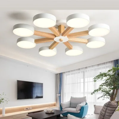 Скандинавская деревянная люстра лампы 3/6/8 светодиодный ные люстры для гостиной и