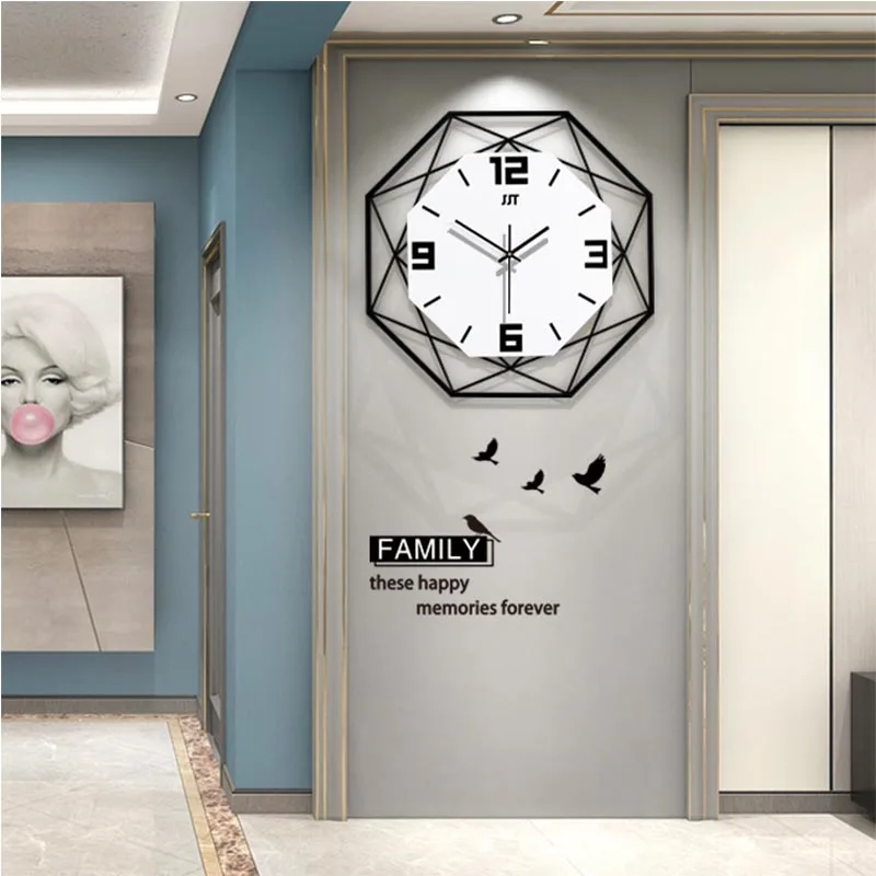 

Wall Watch Polygon Quartz Wall Clocks Wall Sticker Black White Yellow Nordic Modern Wall Clock Living Room Kitchen Home Decor