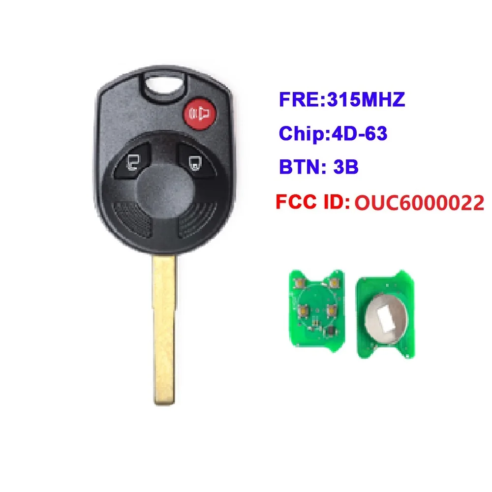 Ключ дистанционного управления с 3 кнопками 315 МГц и чипом 4D63 для C Max Escape Focus Uncut HU101