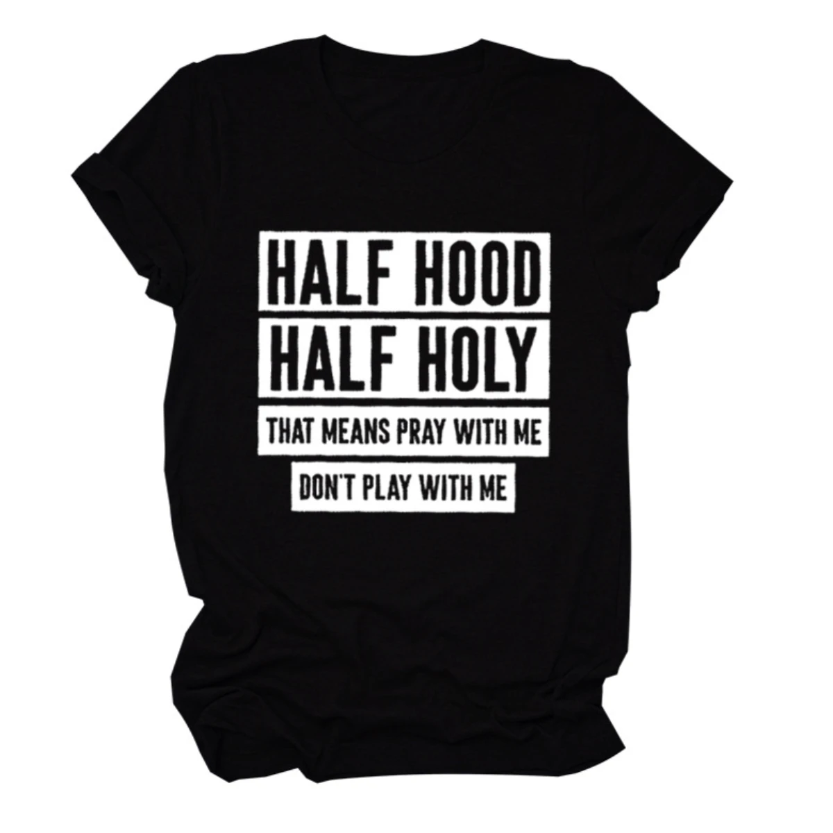 

Women's Half Hood Half Holy Money Heist Letter Print Short Sleeve Fashion T Shirt Harajuku Funny Loose Trendy Female Casual Tops