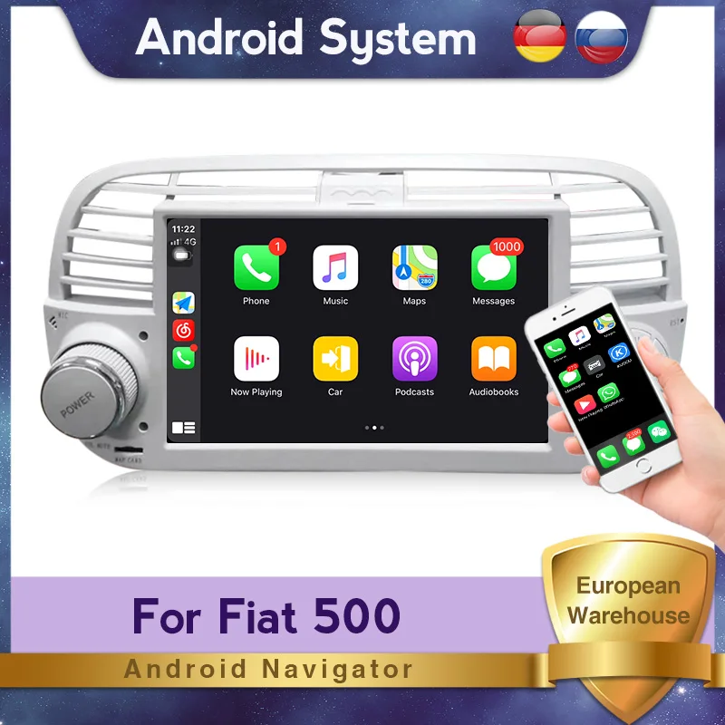 7inch Android Auto Car Radio Stereo Multimeida Video Player For Fiat 500 GPS Navigation WIFI BT Steering Wheel Control FM Mirror |