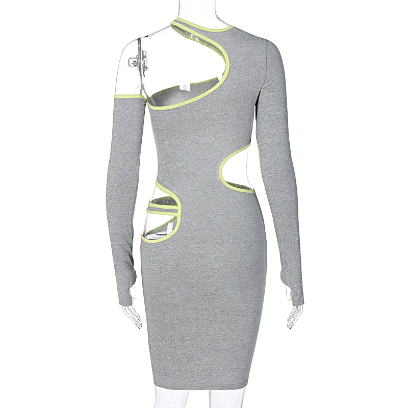 

Cutubly Cut Out Patchwork Sexy Mini Dress Long Sleeve Dress Autumn Winter Women Fashion Streetwear Club Party Dresses For Women