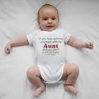 Летний комбинезон с белыми буквами для новорожденных мальчиков и девочек, боди с принтом Тетя, хлопковая одежда с короткими рукавами для детей от 0 до 18 месяцев