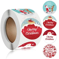 roll of 4 kinds patterns merry christmas sticker gift tag tape stickers
