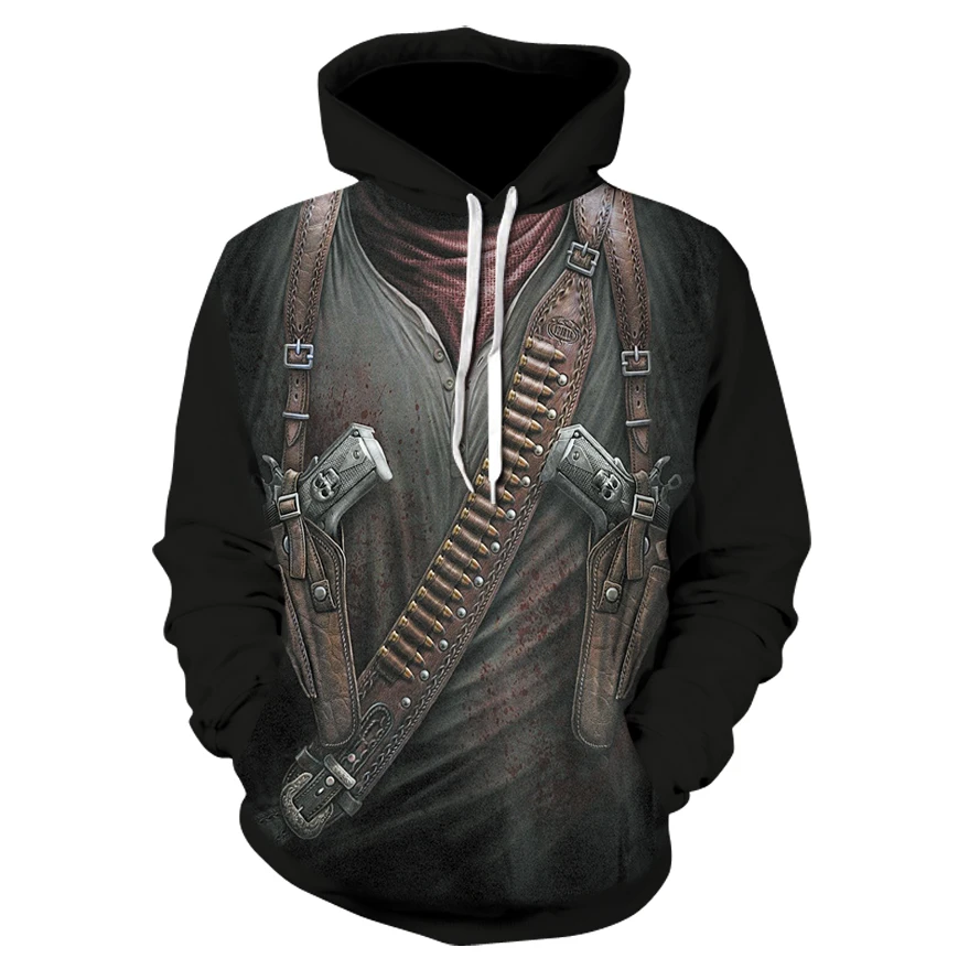 New Gothic Skull Hoodie Men's Hip Hop Sweatshirt Men Women's Thin 3D Print Fake Denim Jacket Pullover | Мужская одежда