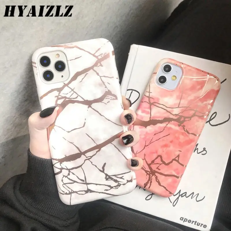 Plating Marble Pattern Case for iPhone 11 Pro Max XS XR 6 7 8 Plus Soft TPU Bumper Full Body Slim Flexible Shockproof Back Cover | Мобильные