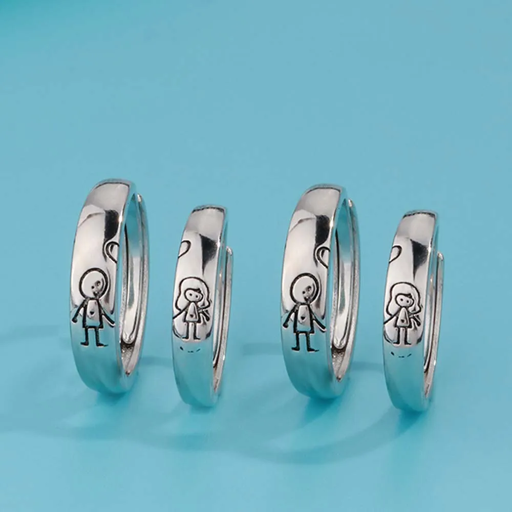 Мультяшный мальчик и девочка гравировка обещание соответствие обручальное