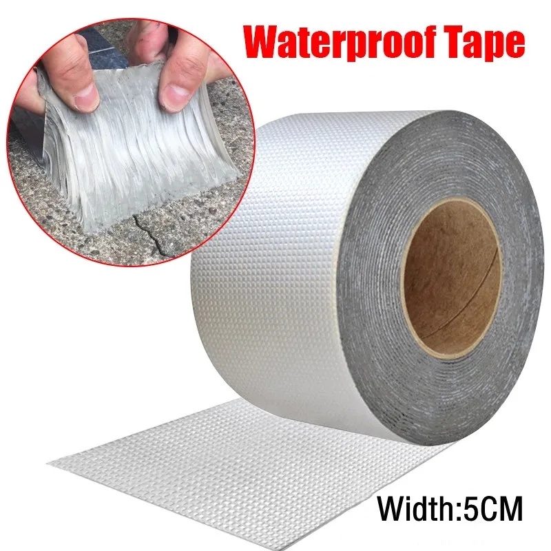

Super Waterproof Aluminium Foil Tape Butyl Rubber Stop Leak Stick Fix Tape Self Adhesive for Roof Pipe Repair Renovation Tools