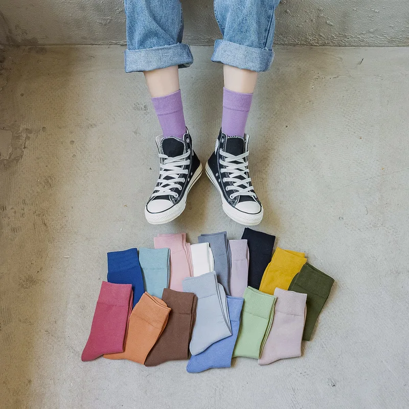 Носки Женские однотонные из хлопка 10 шт. = 5 пар|Носки| |