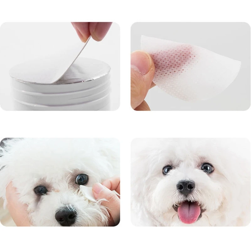 100Pcs Pet Eye Wet Wipes Cat Dog Tear Stain Remover Cleaning Grooming Paper Towels | Дом и сад