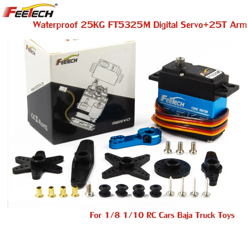 FEETECH FT5320M-20KG FT5325M-25KG Водонепроницаемый высокое Скорость металлический Шестерни цифровой ру серво Baja серво 25т кронштейн для 1/8 1/10 RC автомобилей