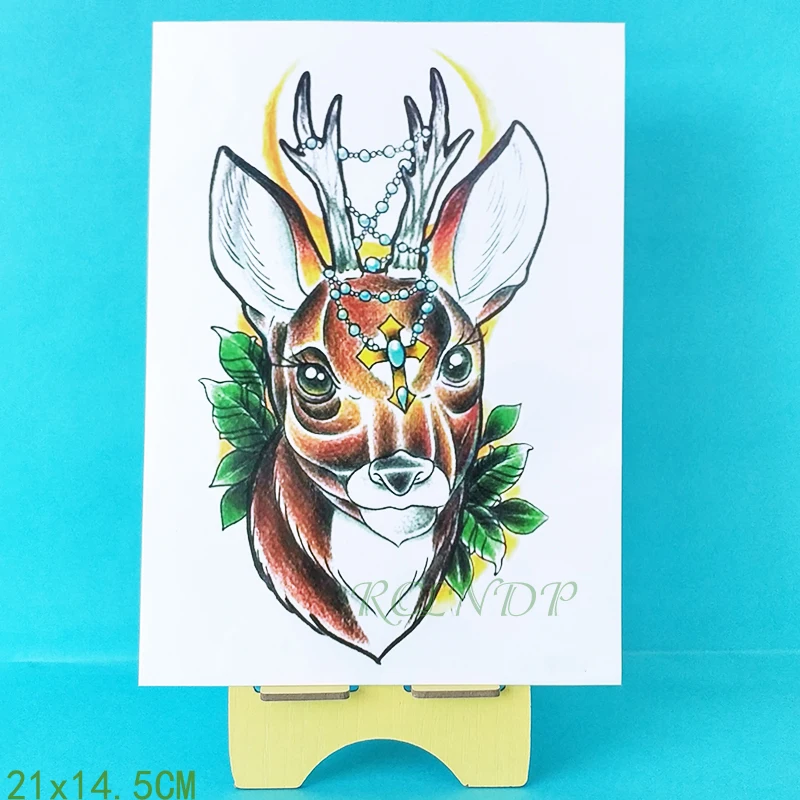 

Waterproof Temporary Tattoo Sticker sheep head leaf fake tatto flash tatoo tatouage Stickers leg arm foot for girl women men