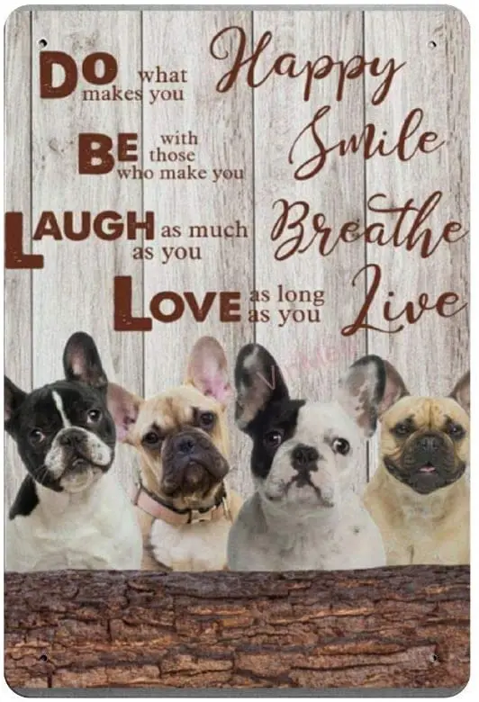 

Vintage Poster Metal Sign French Bulldog Love As Long As You Live Tin Sign Wall Decor for Bar Cafe Living Bedroom Garage 8 X12