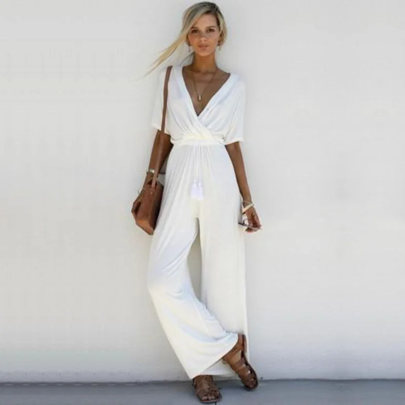 

Cross-deep V-lace Belted Wide-leg Pants Romper Womens Simenual Jumpsuit Women One Piece Romper Summer Jumpsuit Women Playsuit