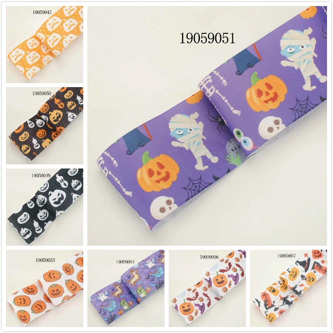 Winsome Happy Хэллоуин 50 ярдов 16 мм-75 мм мультфильм красочные напечатанные Grosgrain FOE