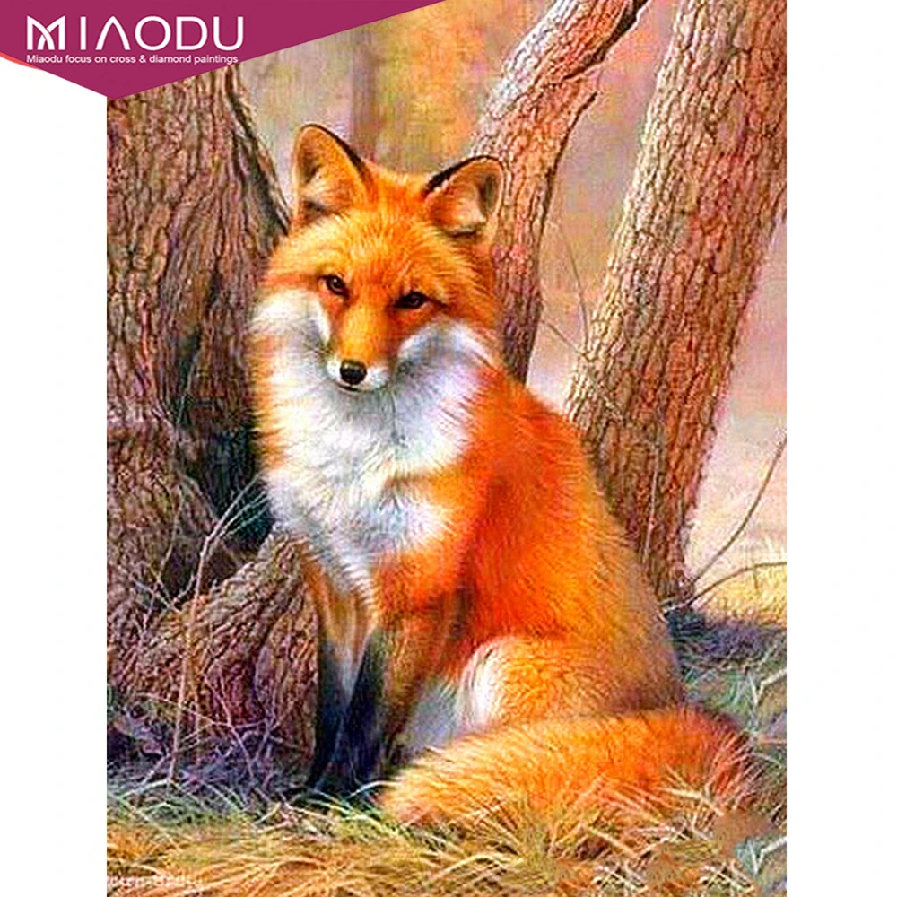

Miaodu 5D Diamond Painting Full Display Fox Animal Diamond Embroidery Full Square Cross Stitch Rhinestones Decor Home Gift