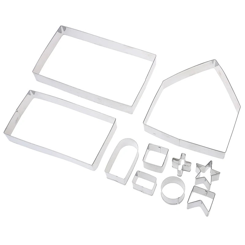 10 шт. нержавеющая сталь 3D пряничный домик Рождественский сценарий набор резаков