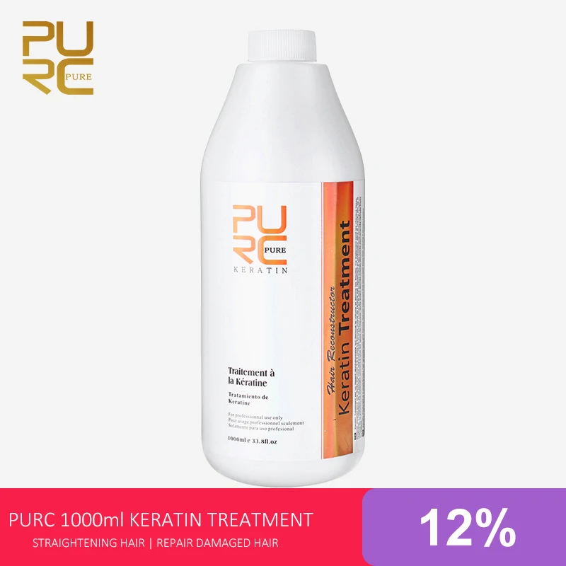 

PURC 12% Brazilian Keratin Hair Treatment Straightening Smoothing Keratin for Repair Damage Dry Frizzy Hair Care Products 1000ml