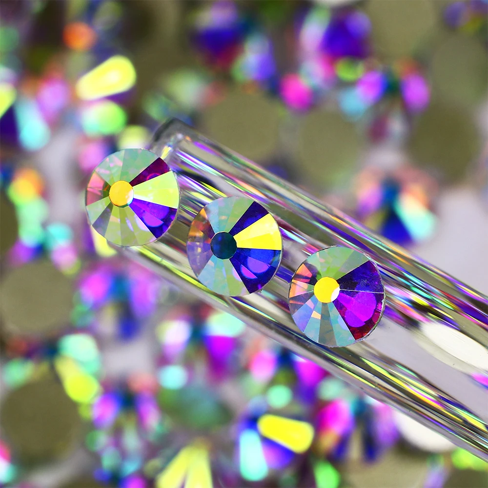 SS6 искрящегося цвета Кристалл aб Б ез исправлений стразы стеклянные блеск для