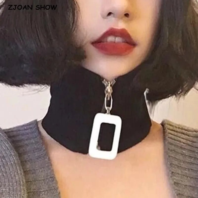 

Spring Autumn Knitting Scarf Square Zipper Warm Fashion Black Scarves