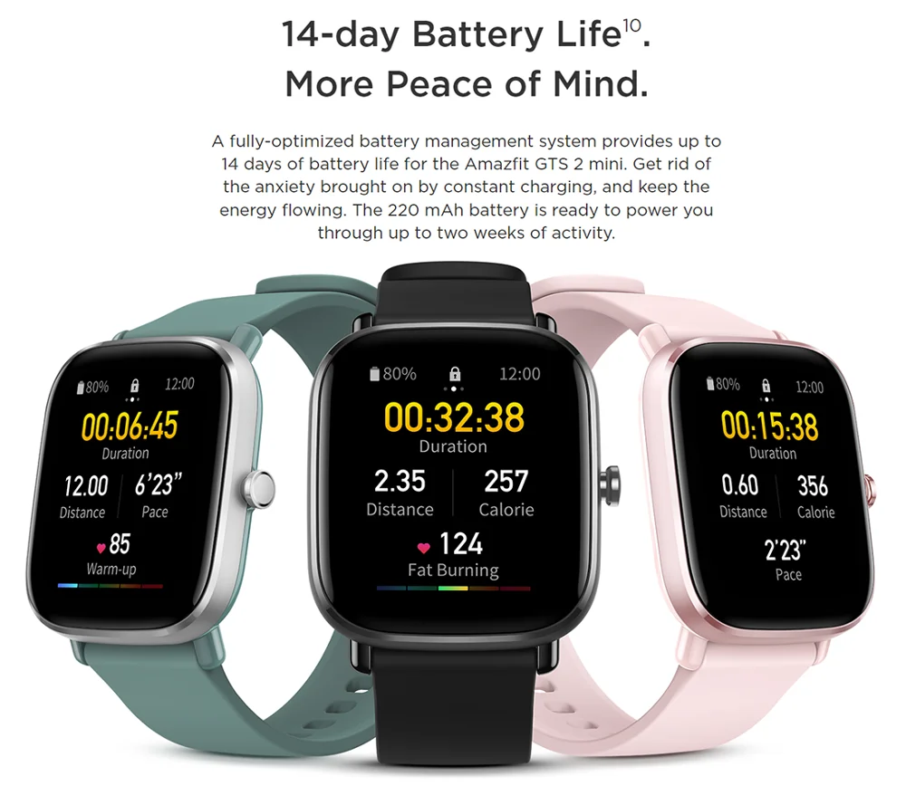 amazfit gts 2 mini smart watch in stock gps in build global version 5atm waterproof 14 day battery for android ios phone free global shipping