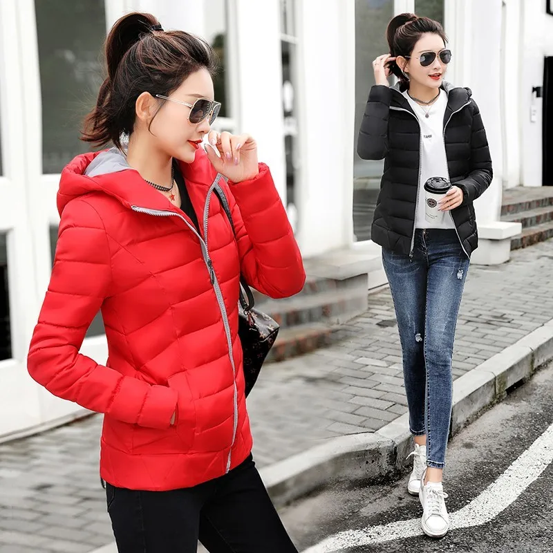 Новинка 2019 осенне зимняя куртка с капюшоном женское приталенное пальто