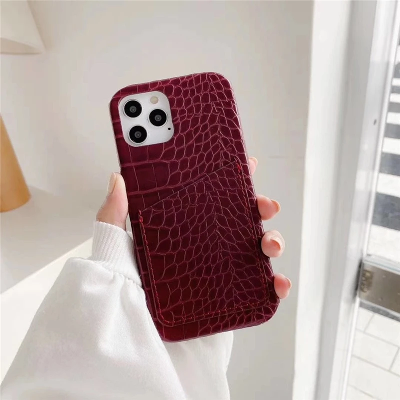 

Vintage Crocodile pattern leather case for iphone 11 13 Pro 12 12Pro Max XR XS Max SE 7 8 Plus Card Slot Case protective cover
