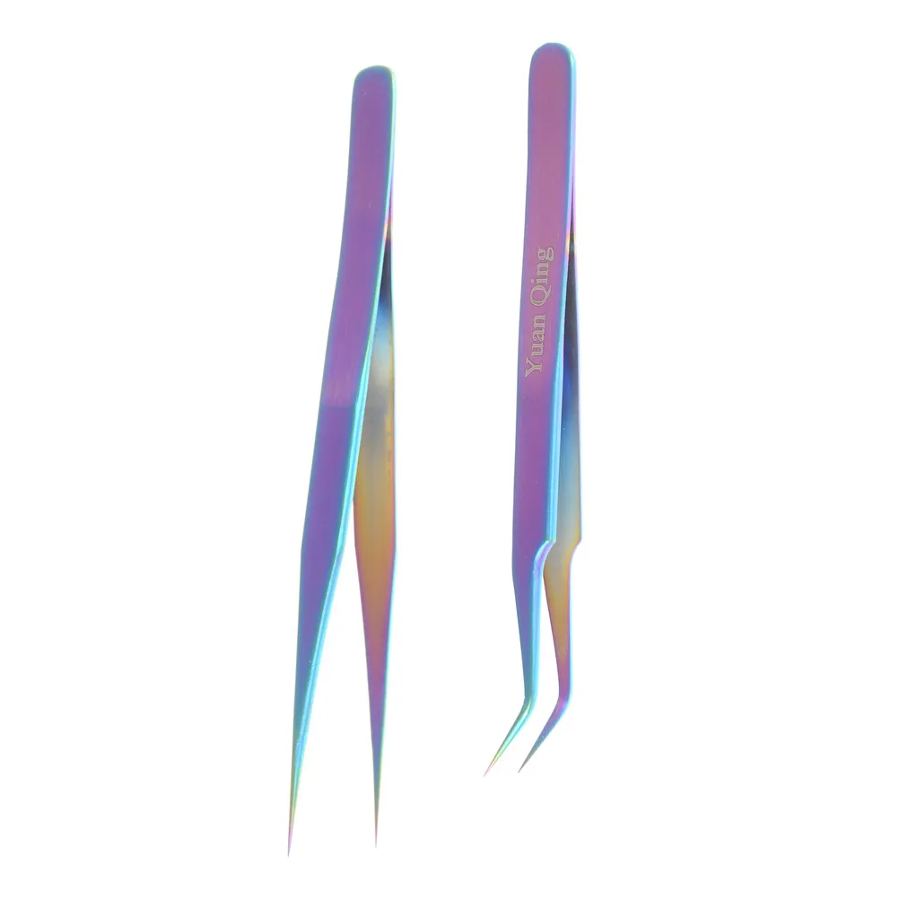 

Rainbow Colorful Stainless Steel Tweezer Rhinestone Picker Tool Straight Or Curved Tweezer DIY Electronics Tools Repair Tools