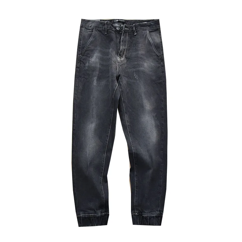 Autumn and winter washed scratch legged jeans men's pants comfortable and versatile retro closure casual pants