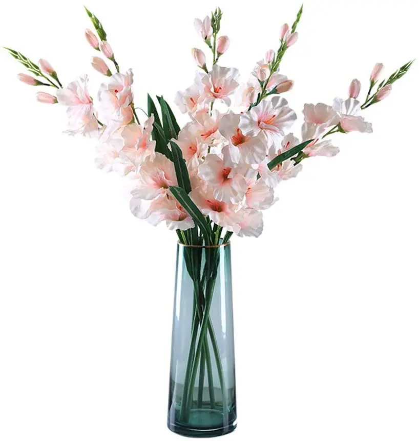 

5pcs 30'' Orchids Artificial Flowers Single Stem Gladiolus Fake Flowers for Home Garden Wedding Decoration(Vase not Included)