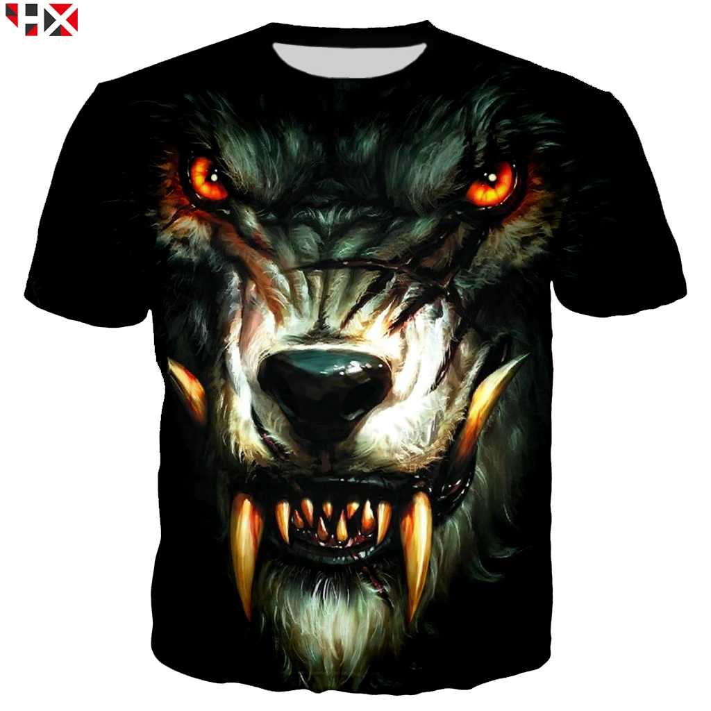 Модная крутая футболка с изображением волка для мужчин и женщин 3D принтом