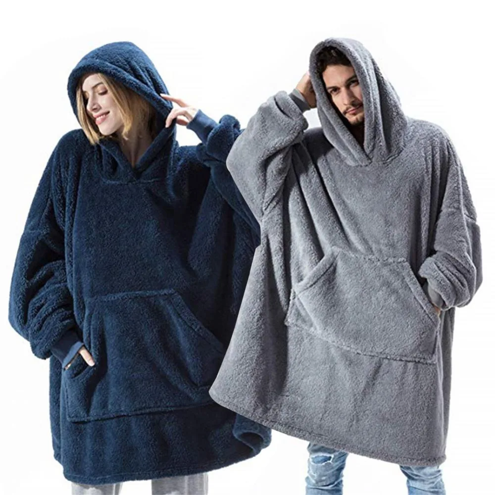 

Warm Thick TV Hooded Sweater Blanket Unisex Giant Pocket Adult and Children Fleece Weighted Blankets for Beds Travel home