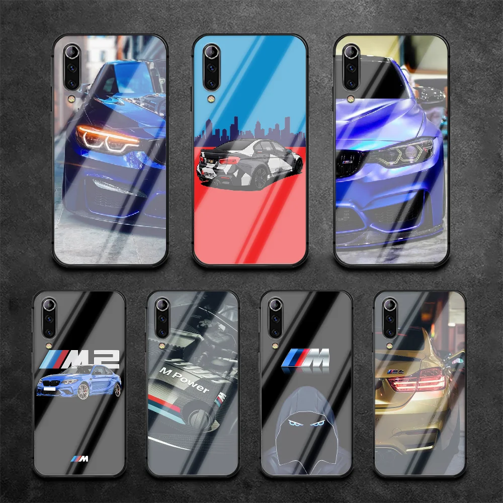 

Car Power Sports Car M Phone Tempered Glass Case Cover For Xiaomi Mi A3 Max3 Note 9 10 I T Pro Lite Ultra Funda Cover 3D Black