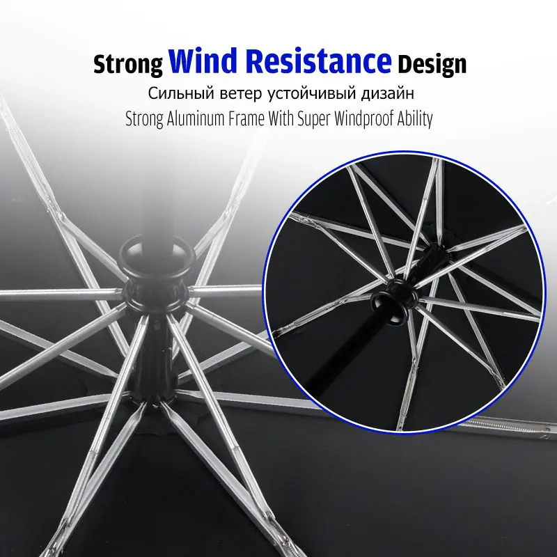 Автоматический зонт от дождя для мужчин и женщин 3 складных прочных