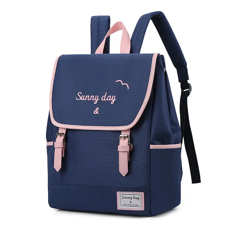 Школьные ранцы для учащихся средней школы для девочек-подростков, женский рюкзак для книг, нейлоновая модная сумка с вышивкой