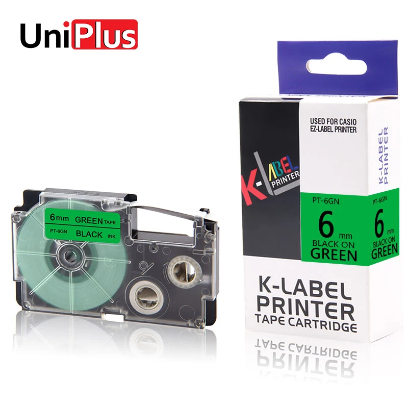 UniPlus сильная клейкая XR-6GN этикетировочная лента для Casio ярлык с буквами принтер XR