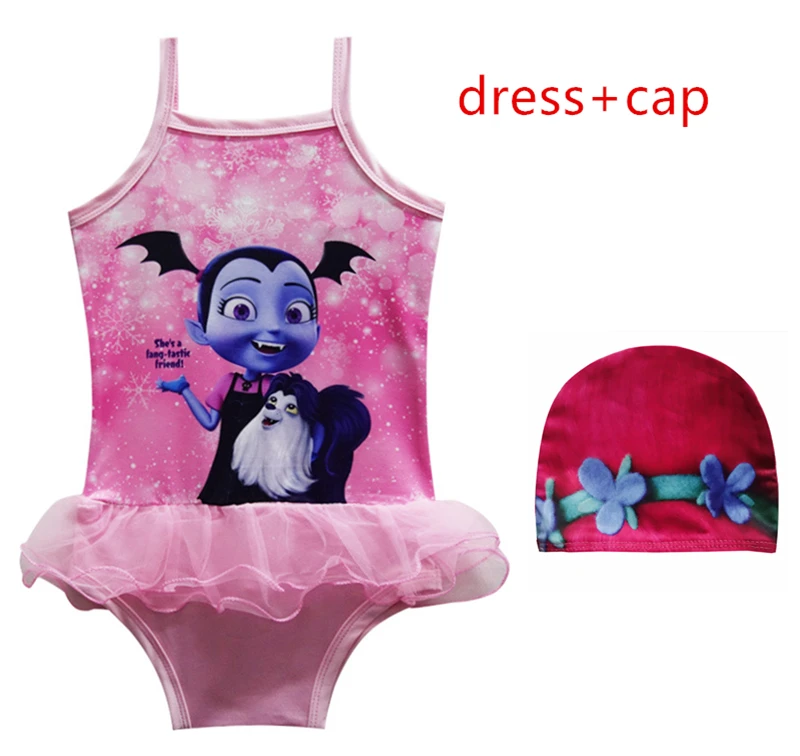 

2019 new cute girls mesh one-piece swimsuit vampire Vampirina children's swimsuit 3-10 years old