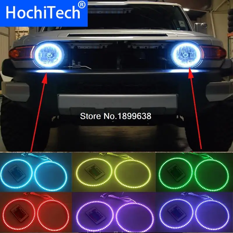 2 шт. супер яркий цвет 7 RGB комплект светодиодов глаза ангела с Дистанционный пульт