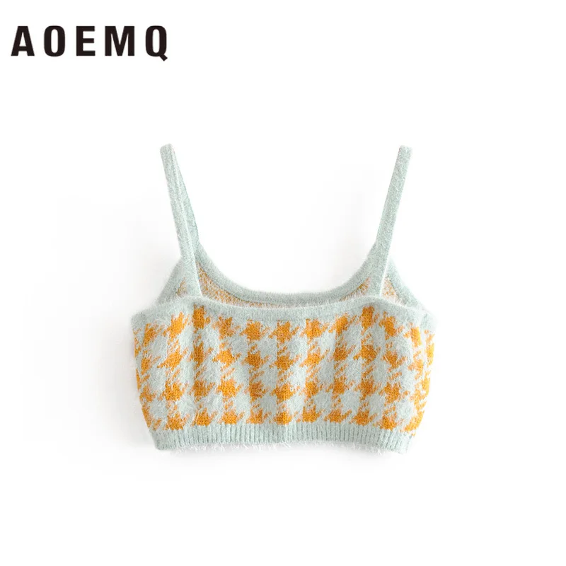 Модные короткие свитера AOEMQ без бретелек сексуальный женский жилет осенние