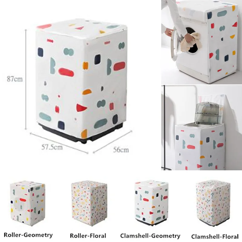 

Zipper Washing Machine Cover Thickened Peva Printed Waterproof Washing Machine Protection Dust Cover