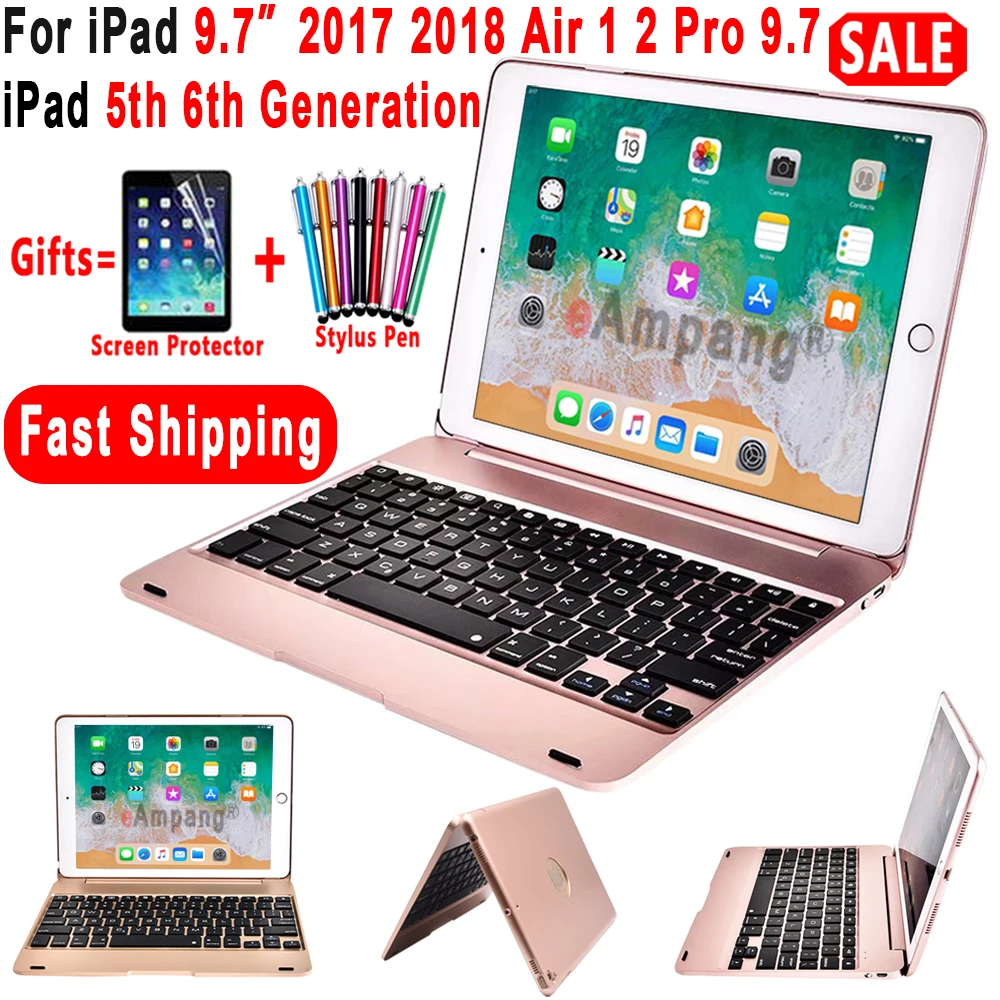 

Чехол с клавиатурой для iPad 9,7, чехол для Apple iPad 9,7 2017 2018 5th 6th Generation Air 1 2 5 6 Pro 9.7, чехол с беспроводной клавиатурой