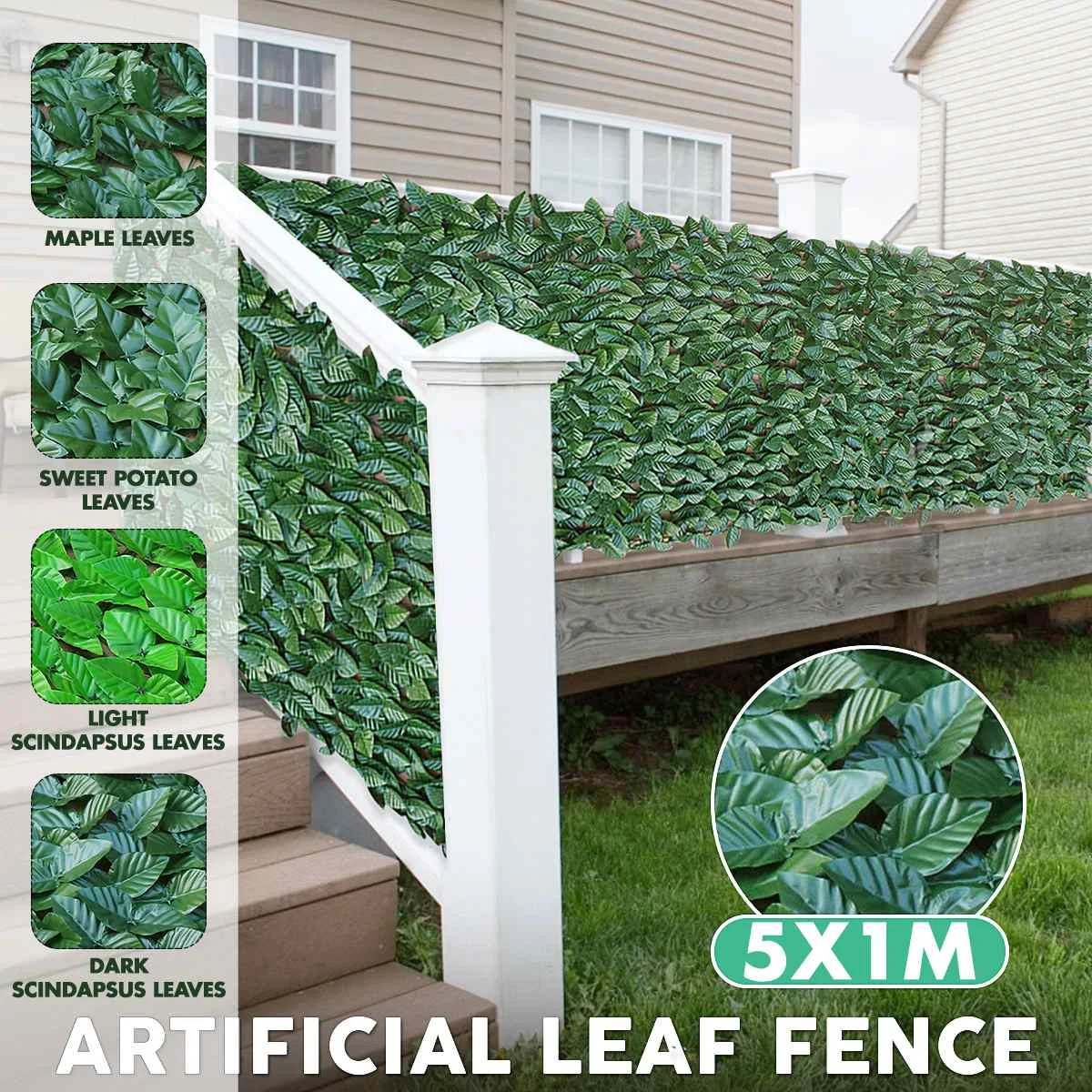 

5X1M Artificial Leaf Garden Fence Screening Roll UV Shade Protect Privacy Artificial Fence Wall Landscaping Garden Fence Panel