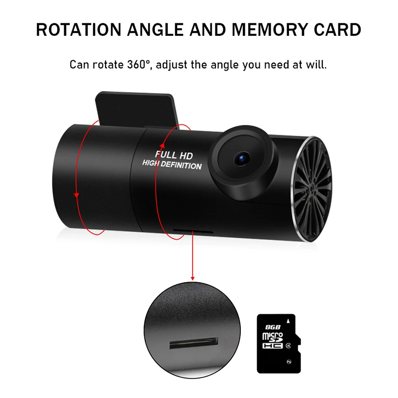 Автомобильный видеорегистратор 1080P HD с функцией ночного видения Android USB угол