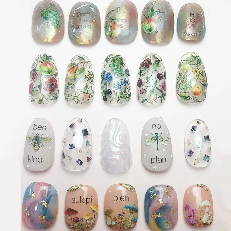 Новое поступление 3D наклейки для ногтей красный гриб Пчела и стрекоза клейкие