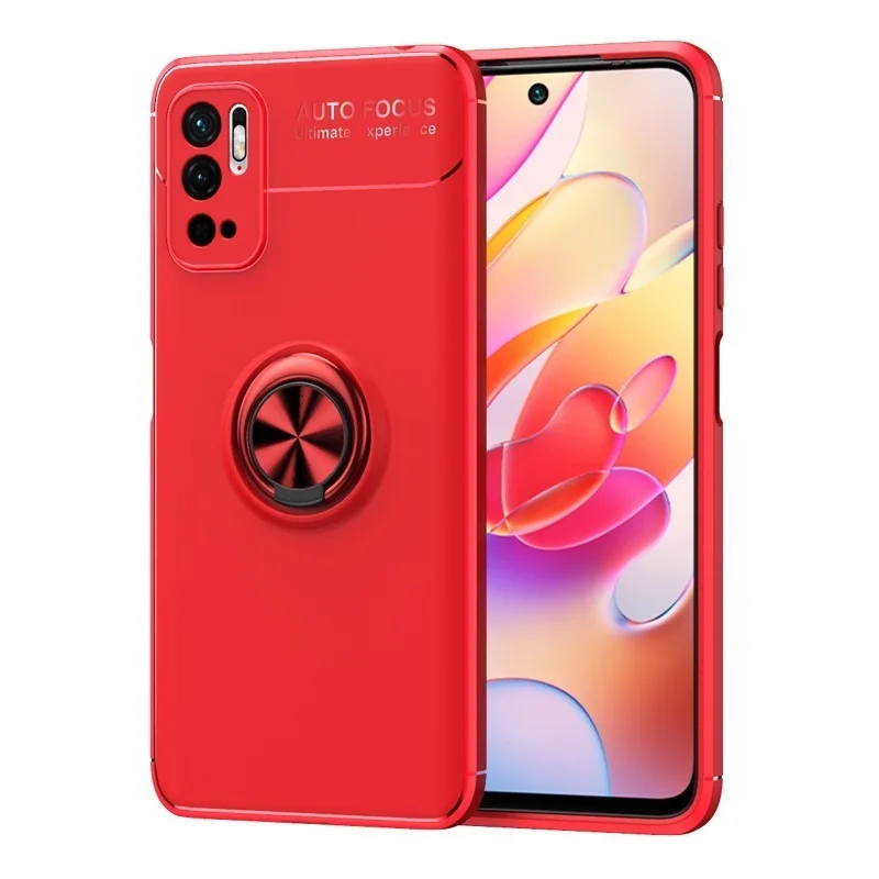 

Shockproof Metal Ring Phone Case For Redmi Note 10 10S 10Pro 5G Silicone Bracket Protective Cover For Redmi Note 10 5G