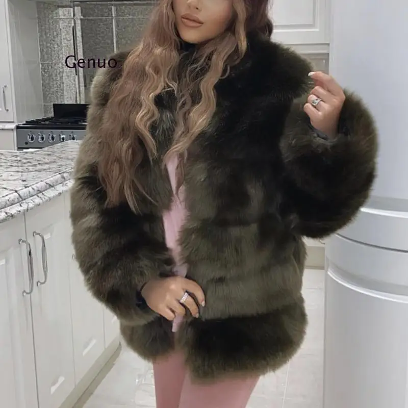 2020 искусственный мех енота зимняя куртка для женщин большой пушистого