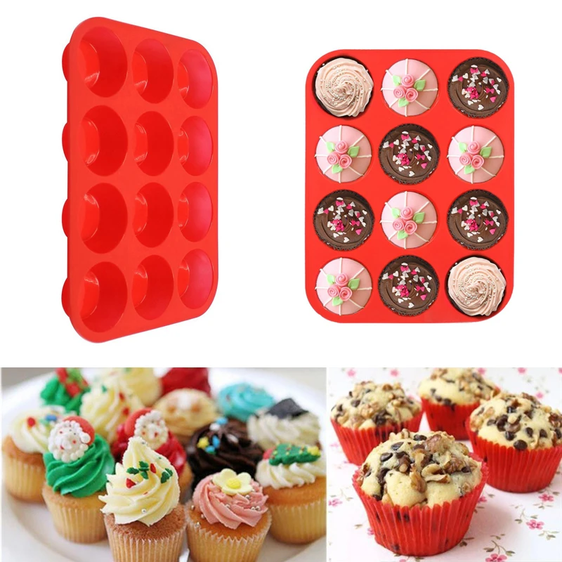 

12 Cavity Silicone Cake Mold Muffin Cup Cake Bakeware Fondant Cupcake Muffin Mold Cookies Muffin Chocolate Mould Baking Tools