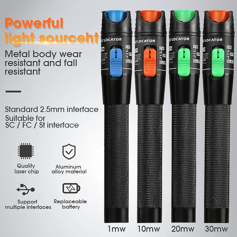 

New Preferential price Laser 30MW/20MW/10MW/5KM Visual Fault Locator, Fiber Optic Cable Tester 10-30Km Range VFL AUA-30